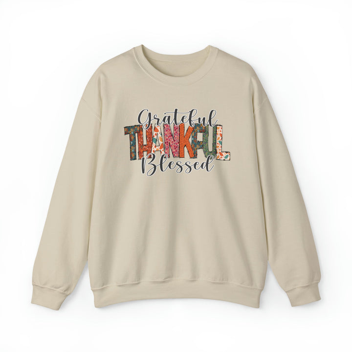 Grateful, Thankful, Blessed Patterns - Unisex Crew-Neck Sweatshirt   Sweatshirt Joy & Country