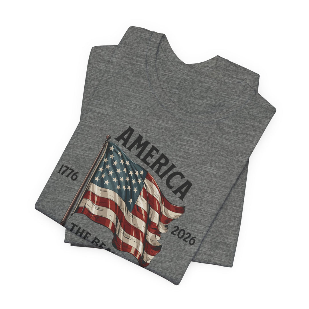 America the Beautiful Waving Flag 1776–2026 - Unisex Crew-Neck Tee   T-Shirt Joy & Country