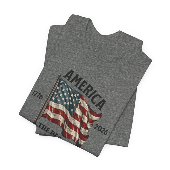 America the Beautiful Waving Flag 1776–2026 - Unisex Crew-Neck Tee   T-Shirt Joy & Country