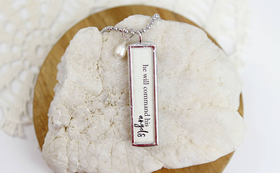 He Will Command His Angels To Protect You - 2-Sided Faith Scripture Charm Necklace - Psalm 91:11   Necklaces Joy & Country