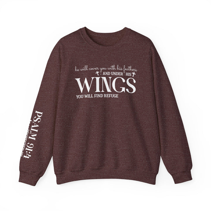 Under His Wings You Will Find Refuge Psalm 91 (Sleeve Print) - Unisex Crewneck Sweatshirt - Joy & Country