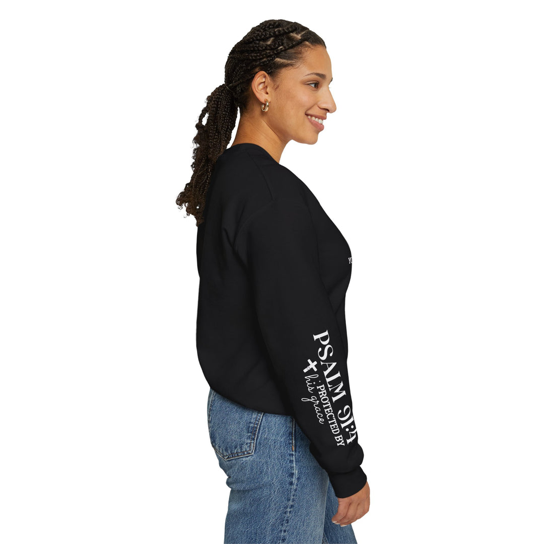 Under His Wings You Will Find Refuge Psalm 91 (Sleeve Print) - Unisex Crewneck Sweatshirt - Joy & Country