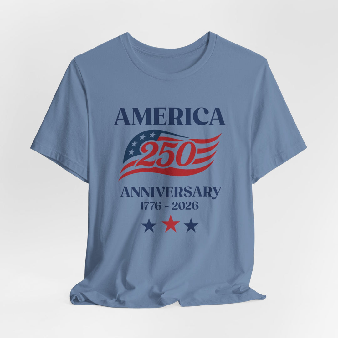 America 250th Anniversary Flag 1776-2026 With Stars - Unisex Crew-Neck Tee   T-Shirt Joy & Country