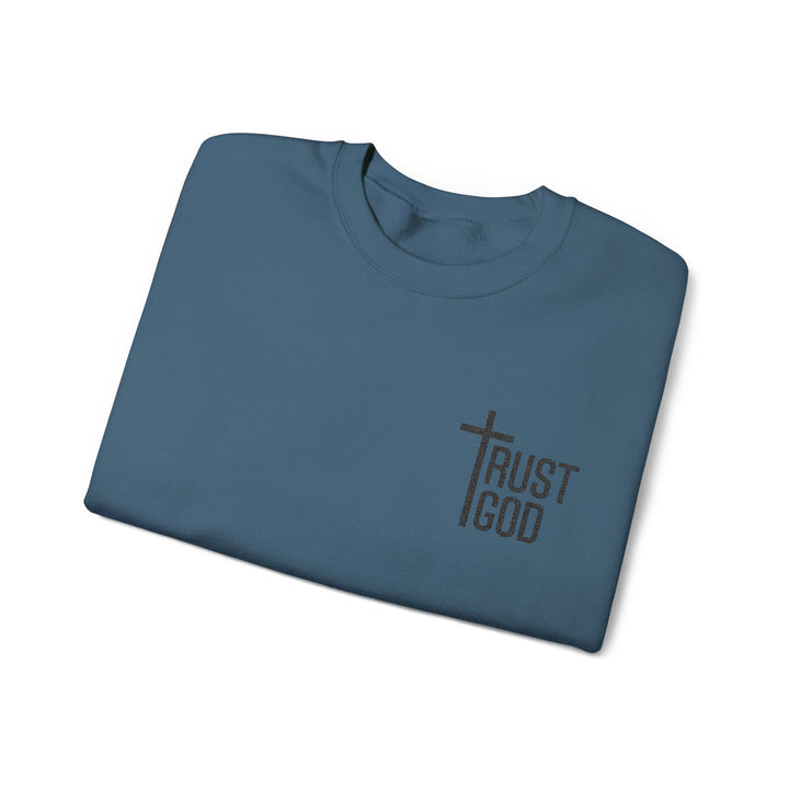 [Embroidered] Trust God Cross Design - Unisex Crew-Neck Sweatshirt   Sweatshirt Joy & Country