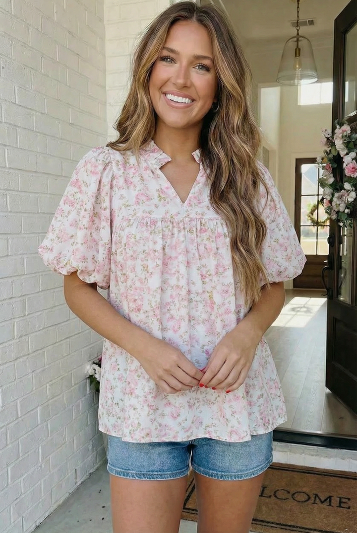 State Fair Summer Ruffle Neck Babydoll Blouse    Joy & Country