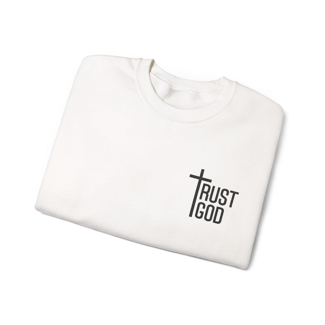 [Embroidered] Trust God Cross Design - Unisex Crew-Neck Sweatshirt   Sweatshirt Joy & Country