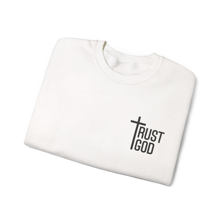 [Embroidered] Trust God Cross Design - Unisex Crew-Neck Sweatshirt   Sweatshirt Joy & Country