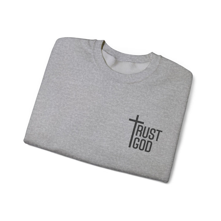 [Embroidered] Trust God Cross Design - Unisex Crew-Neck Sweatshirt   Sweatshirt Joy & Country