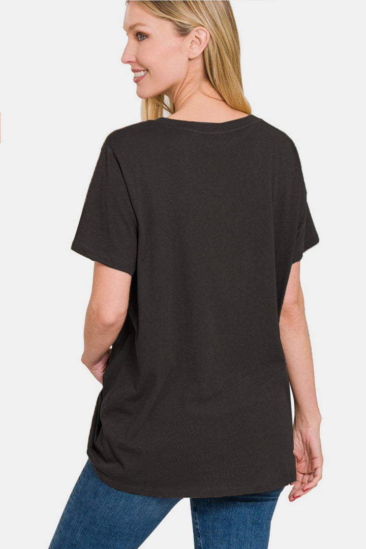 Black V-Neck Cotton T-Shirt