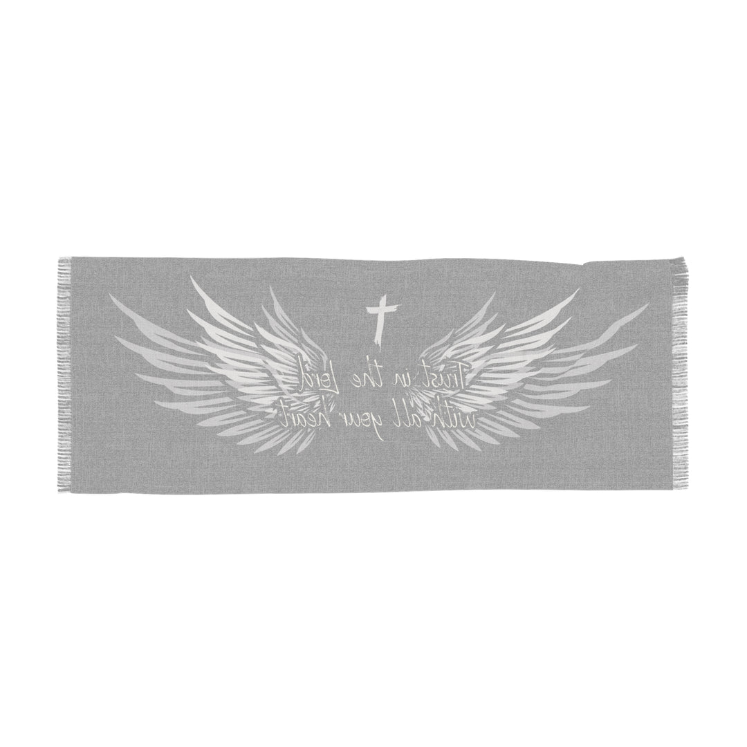 Trust In The Lord Cross Angel Wings - Semi-Translucent Lightweight Inspirational Wrap Scarf