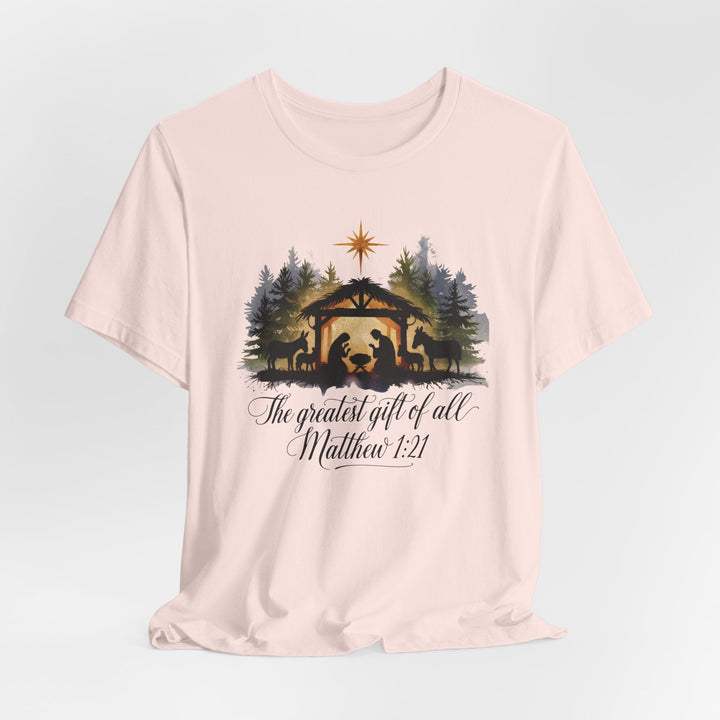 The Greatest Gift of All Matthew 1:21 - Unisex Crew-Neck Tee   T-Shirt Joy & Country