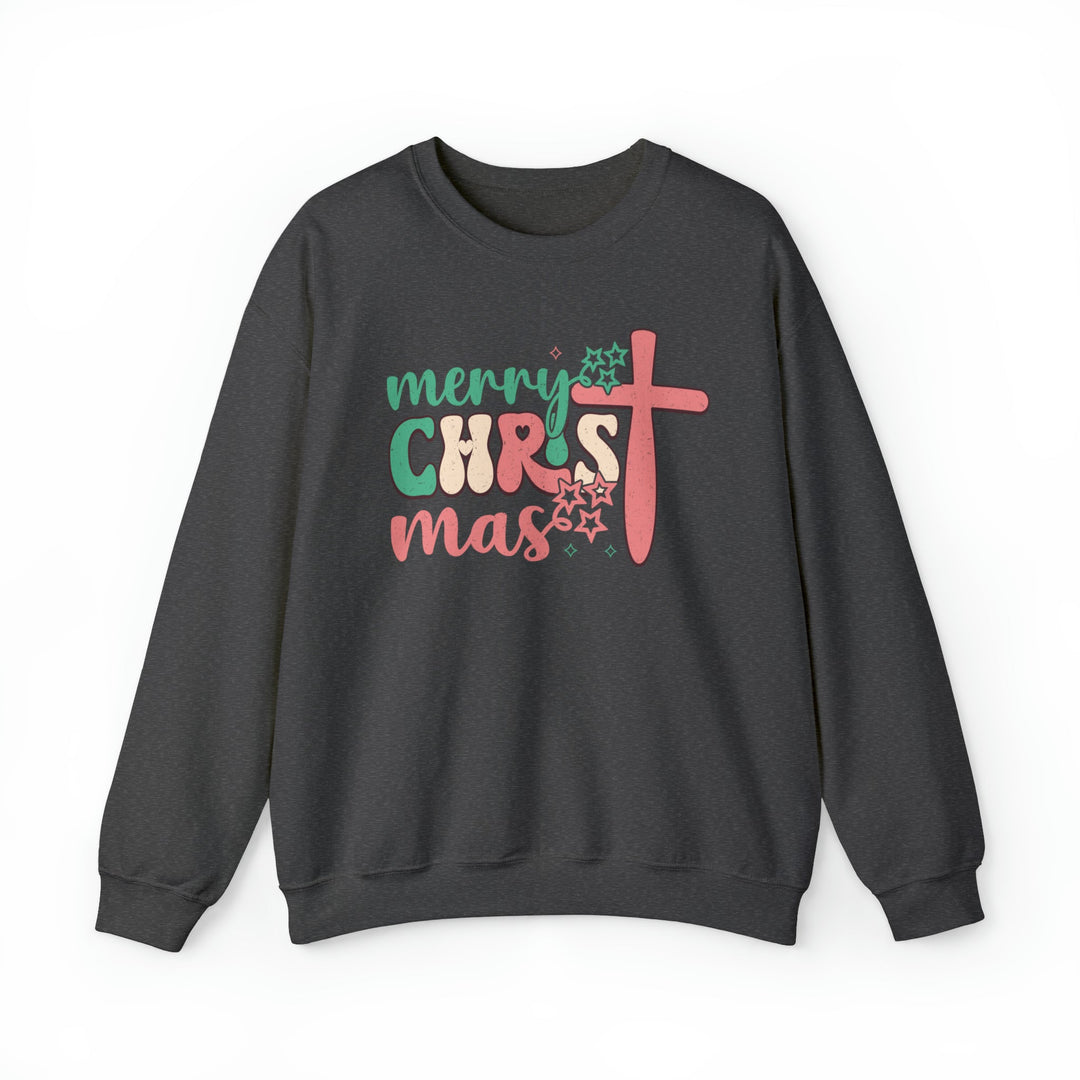 Merry Christ-mas Vintage With Cross - Unisex Crew-Neck Sweatshirt   Sweatshirt Joy & Country