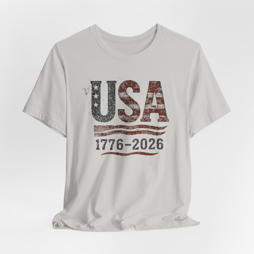 USA Flag 250th Anniversary Rugged 1776-2026 - Unisex Crew-Neck Tee   T-Shirt Joy & Country