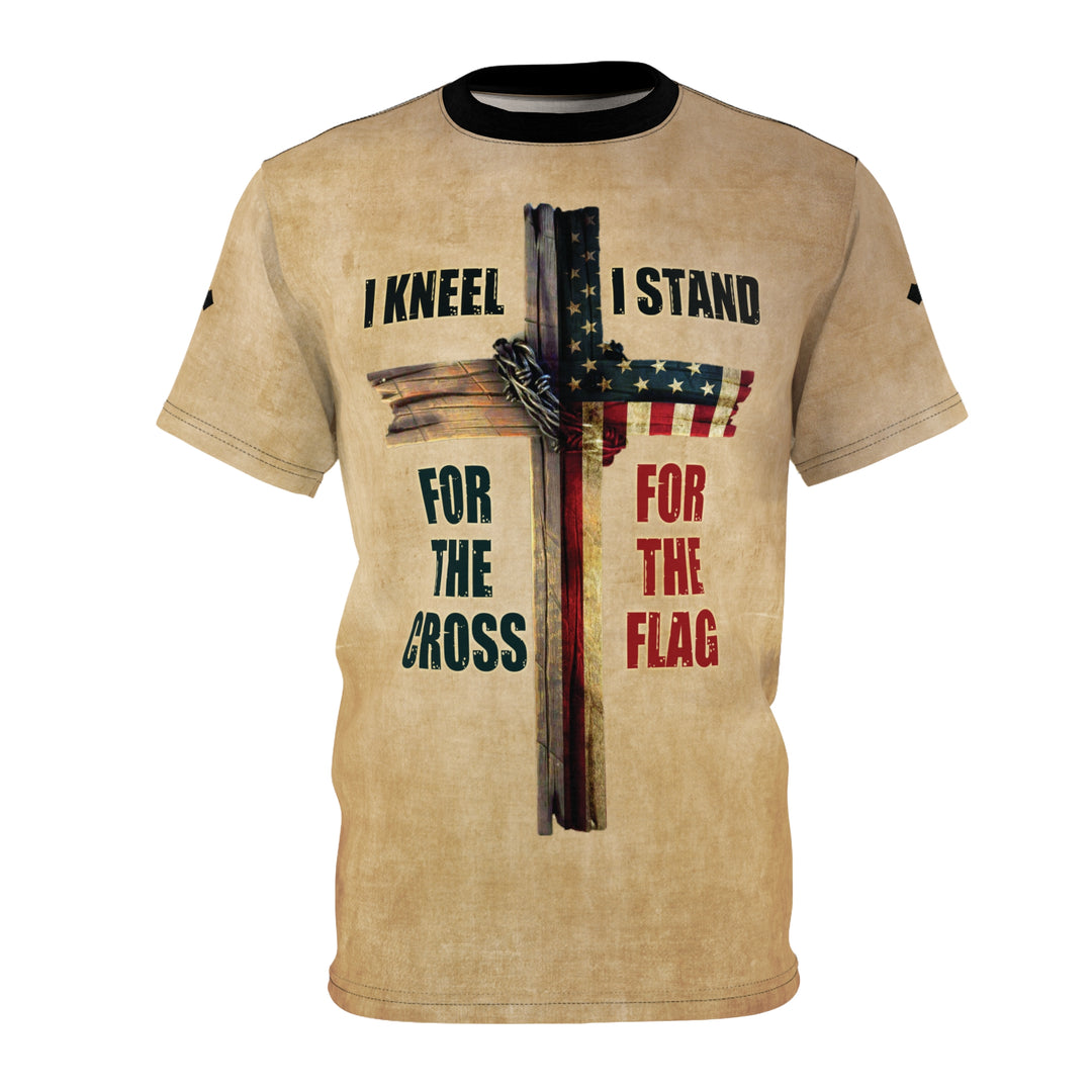 I Kneel For The Cross. I Stand For The Flag - Unisex Premium Crew-Neck Tee - JC Exclusive