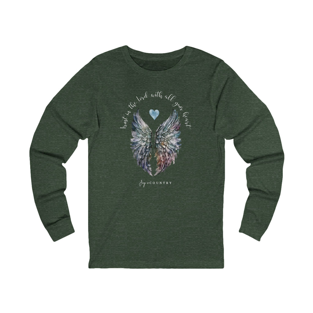 Trust In The Lord With All Your Heart - Watercolor Angel Wings - Unisex Long-Sleeve Tee