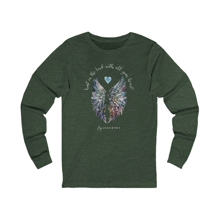 Trust In The Lord With All Your Heart - Watercolor Angel Wings - Unisex Long-Sleeve Tee