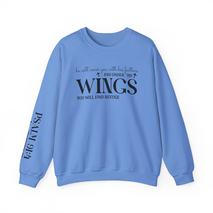 Under His Wings You Will Find Refuge Psalm 91 (Sleeve Print) - Unisex Crewneck Sweatshirt - Joy & Country