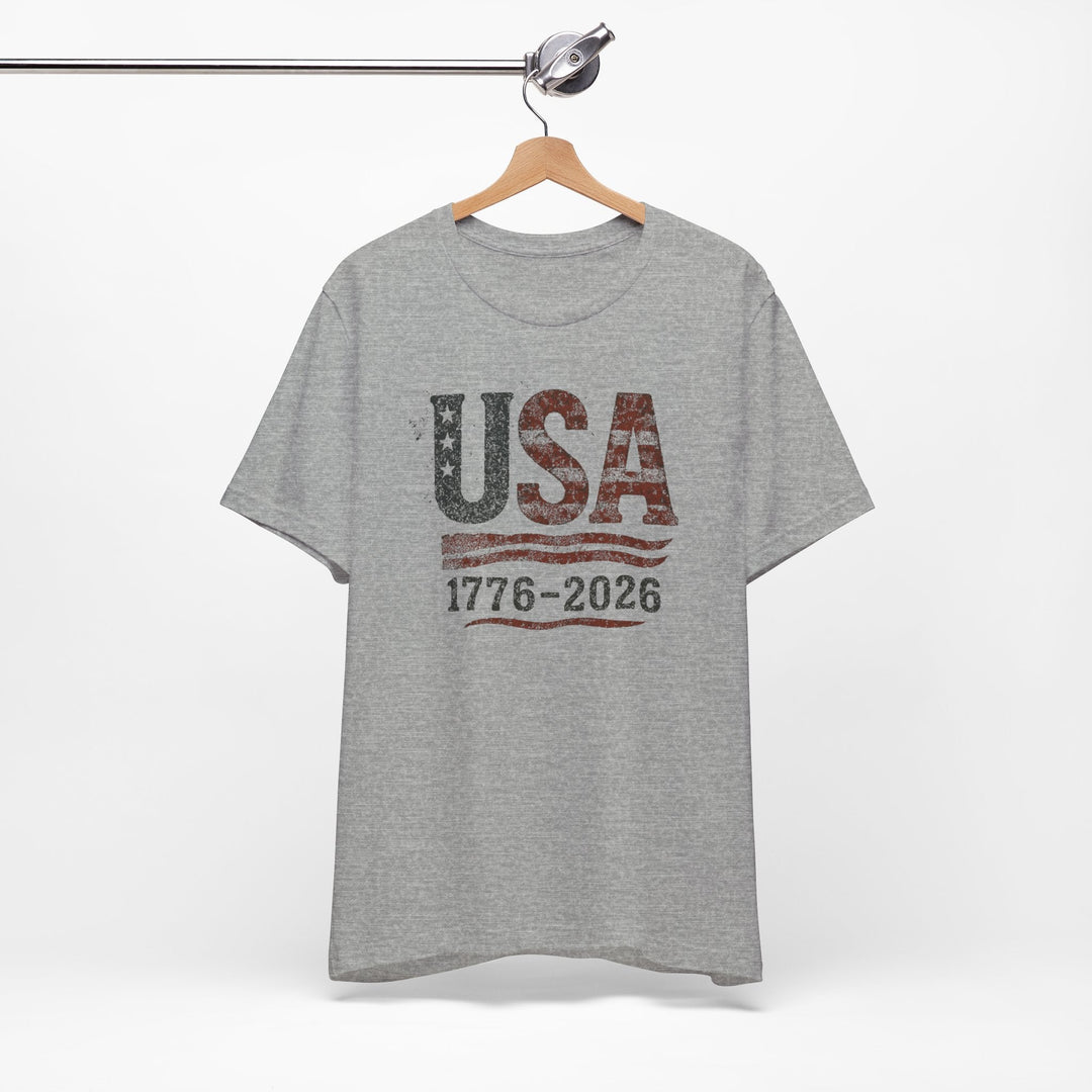 USA Flag 250th Anniversary Rugged 1776-2026 - Unisex Crew-Neck Tee   T-Shirt Joy & Country