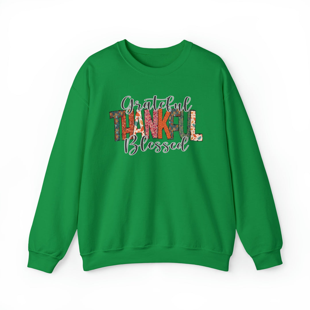 Grateful, Thankful, Blessed Patterns - Unisex Crew-Neck Sweatshirt   Sweatshirt Joy & Country