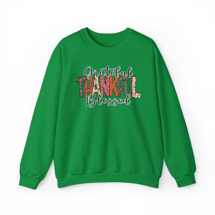 Grateful, Thankful, Blessed Patterns - Unisex Crew-Neck Sweatshirt   Sweatshirt Joy & Country