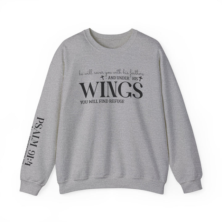 Under His Wings You Will Find Refuge Psalm 91 (Sleeve Print) - Unisex Crewneck Sweatshirt - Joy & Country
