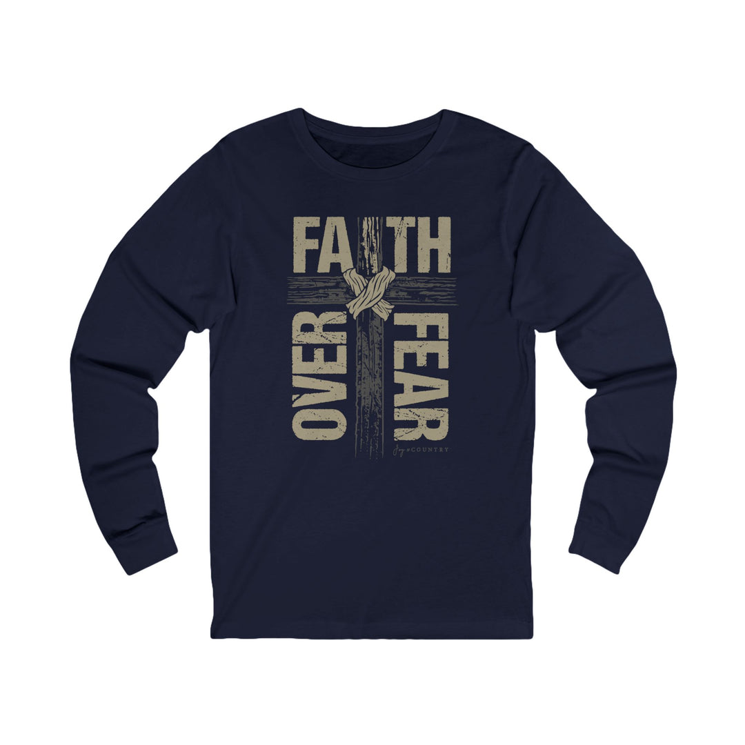 Faith Over Fear Cross Design - Unisex Jersey Long Sleeve Tee