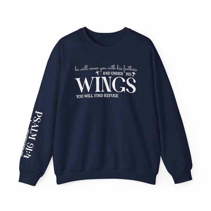 Under His Wings You Will Find Refuge Psalm 91 (Sleeve Print) - Unisex Crewneck Sweatshirt - Joy & Country