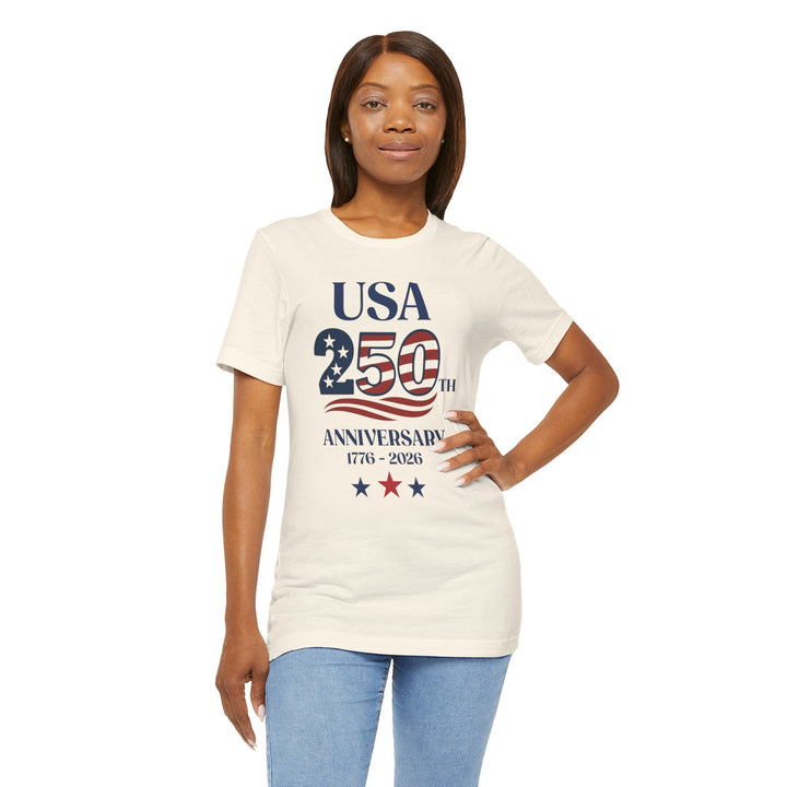 USA American Flag 250th Anniversary 1776-2026 - Unisex Crew-Neck Tee   T-Shirt Joy & Country