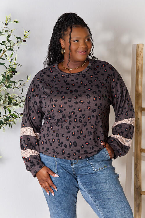 [FINAL SALE] Out In The Wild - Leopard Lace-Detail Blouse