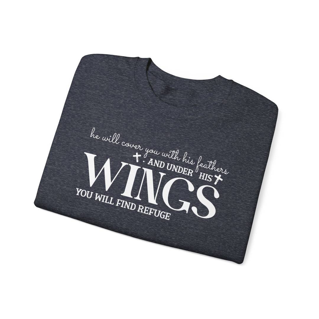 Under His Wings You Will Find Refuge Psalm 91 (Sleeve Print) - Unisex Crewneck Sweatshirt - Joy & Country