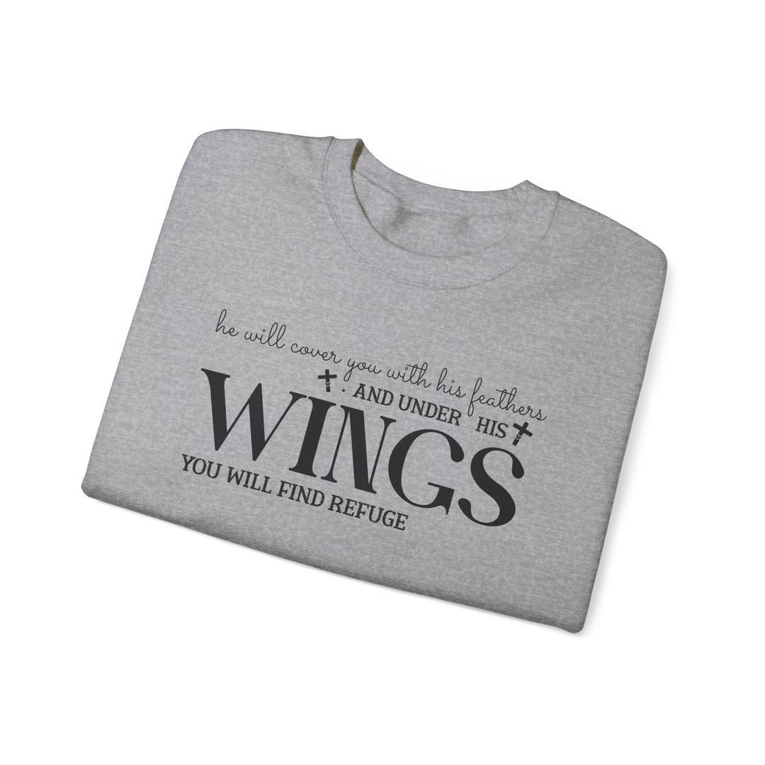 Under His Wings You Will Find Refuge Psalm 91 (Sleeve Print) - Unisex Crewneck Sweatshirt - Joy & Country