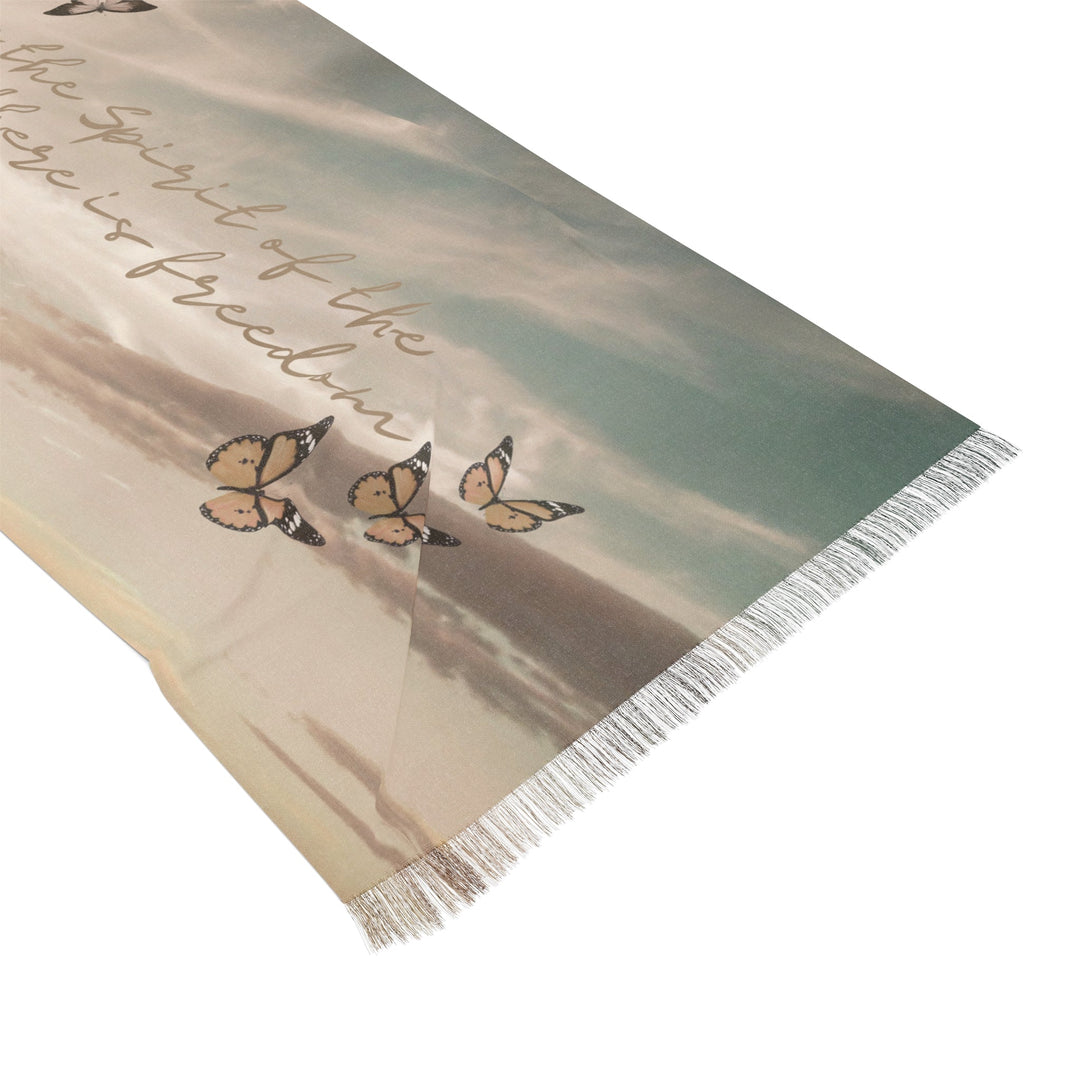 Where The Spirit Of The Lord Is, There Is Freedom - Semi-Translucent Lightweight Inspirational Wrap Scarf   Scarves Joy & Country