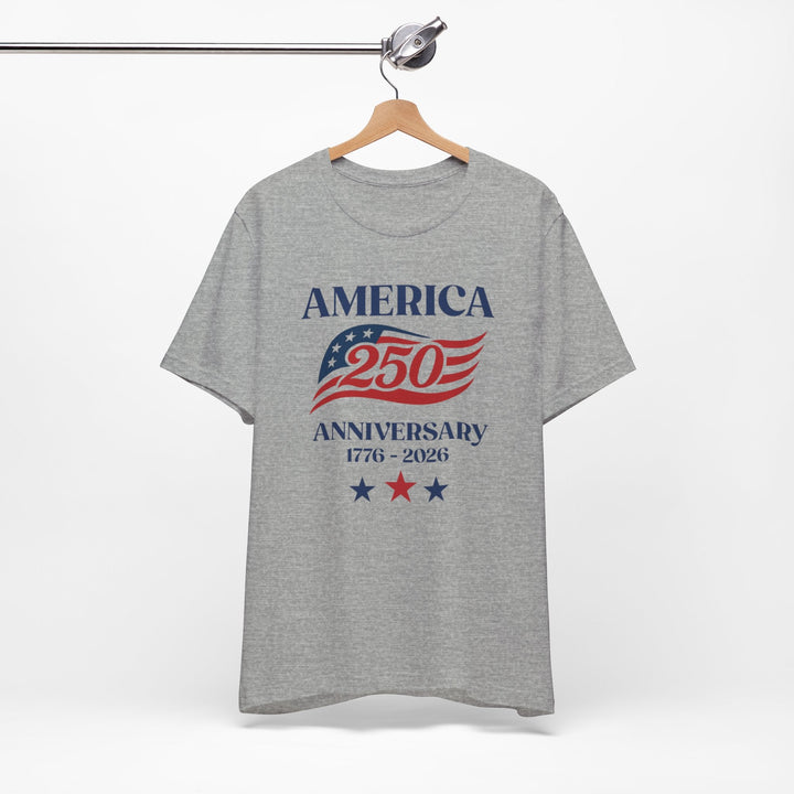 America 250th Anniversary Flag 1776-2026 With Stars - Unisex Crew-Neck Tee   T-Shirt Joy & Country