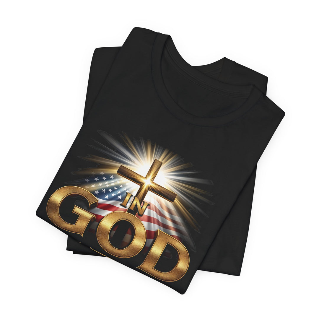 In God We Trust With Cross and Flag - Unisex Crew-Neck Tee - Joy & Country