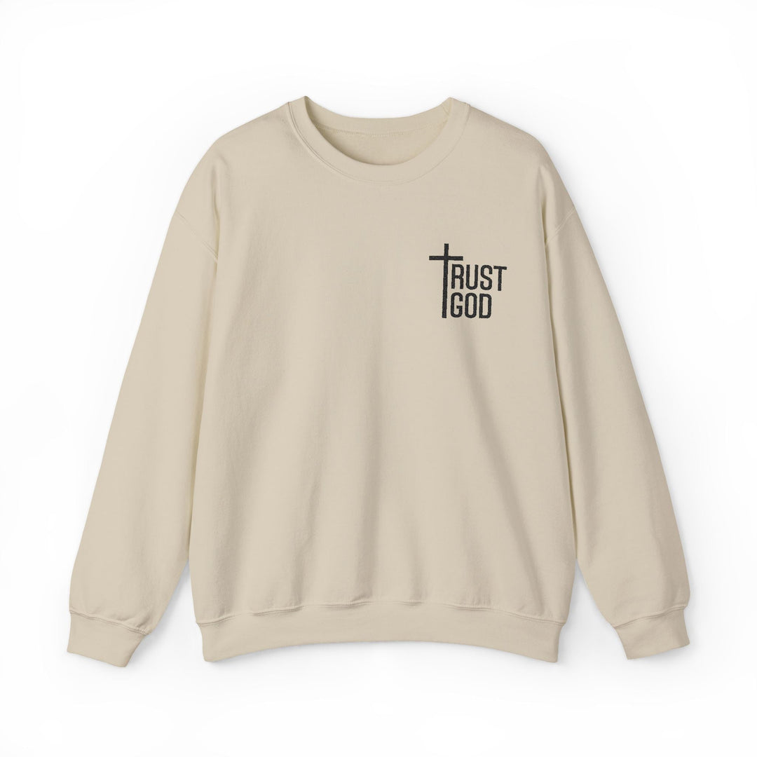[Embroidered] Trust God Cross Design - Unisex Crew-Neck Sweatshirt   Sweatshirt Joy & Country