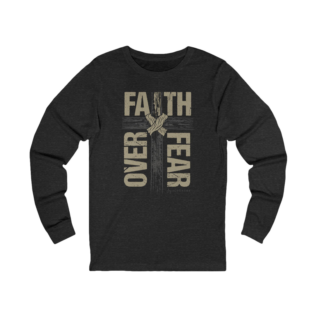 Faith Over Fear Cross Design - Unisex Jersey Long Sleeve Tee