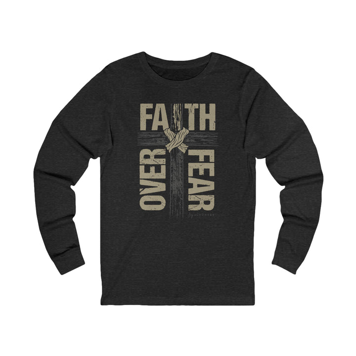 Faith Over Fear Cross Design - Unisex Jersey Long Sleeve Tee