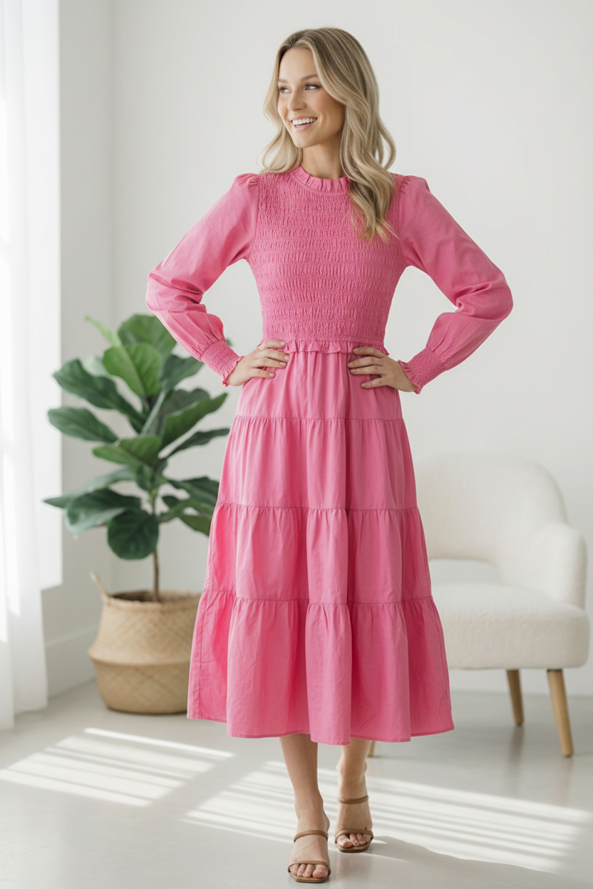 On a Sugar Rush Smocked Midi Dress    Joy & Country