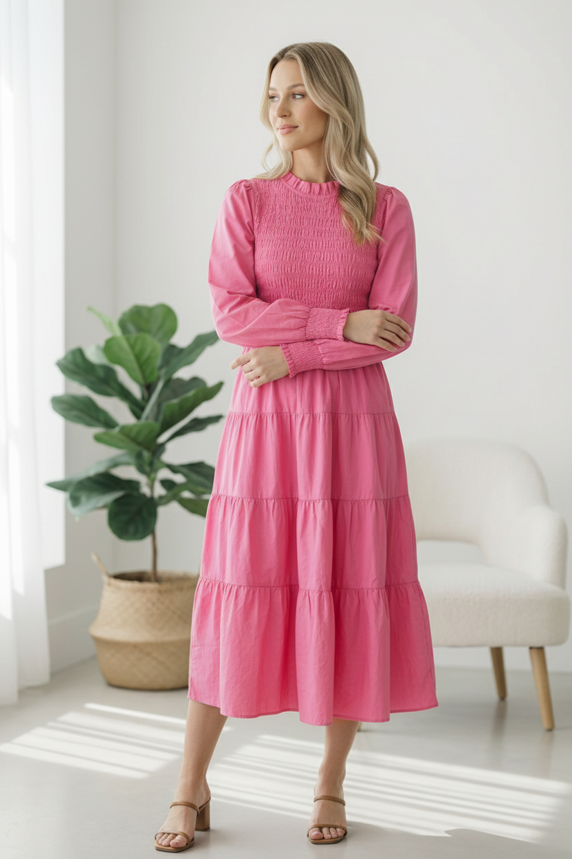 On a Sugar Rush Smocked Midi Dress    Joy & Country