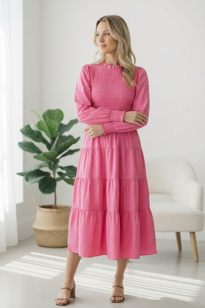 On a Sugar Rush Smocked Midi Dress    Joy & Country