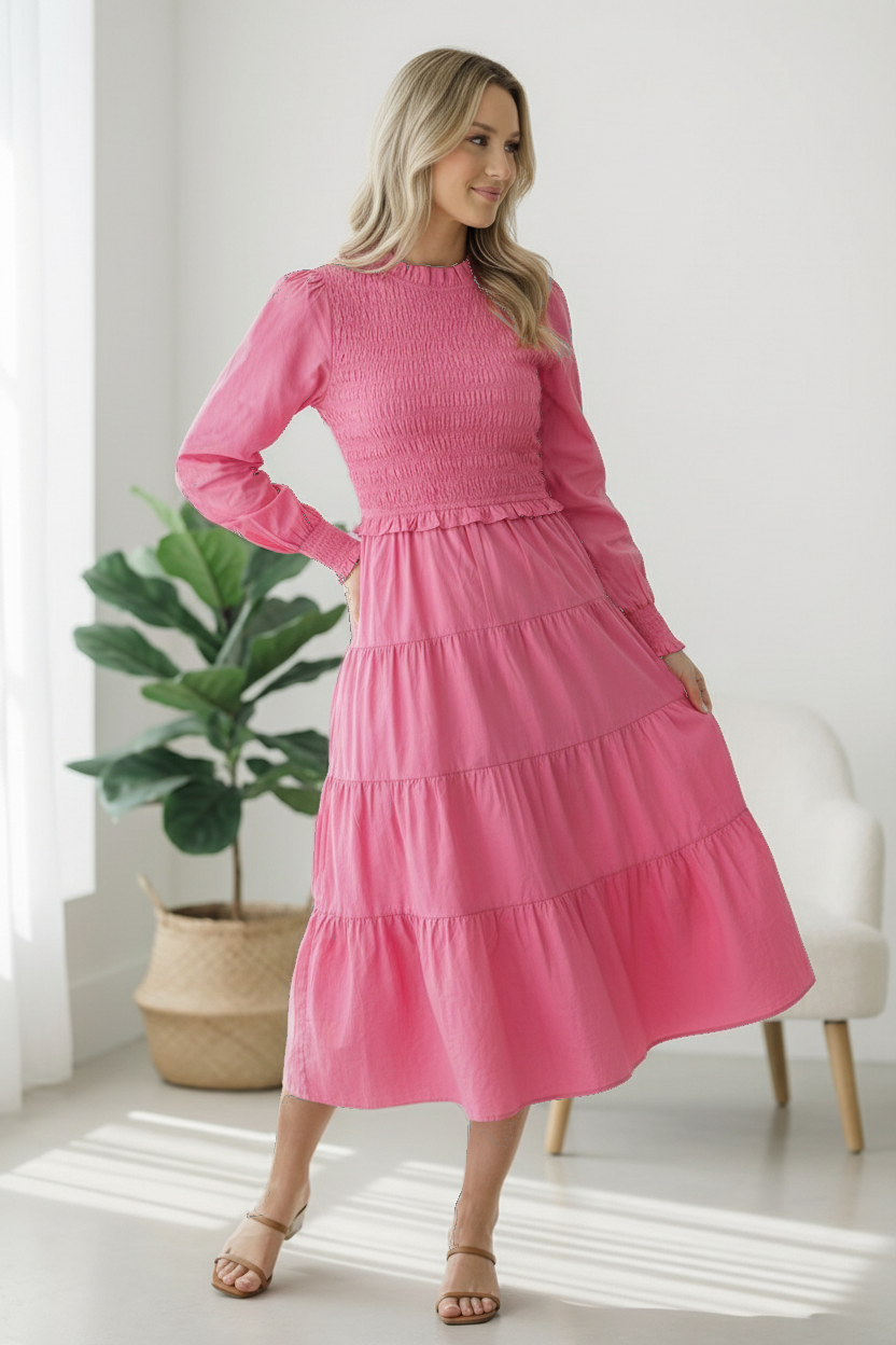 On a Sugar Rush Smocked Midi Dress    Joy & Country