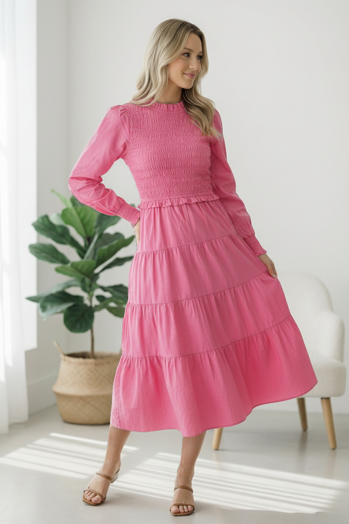 On a Sugar Rush Smocked Midi Dress    Joy & Country