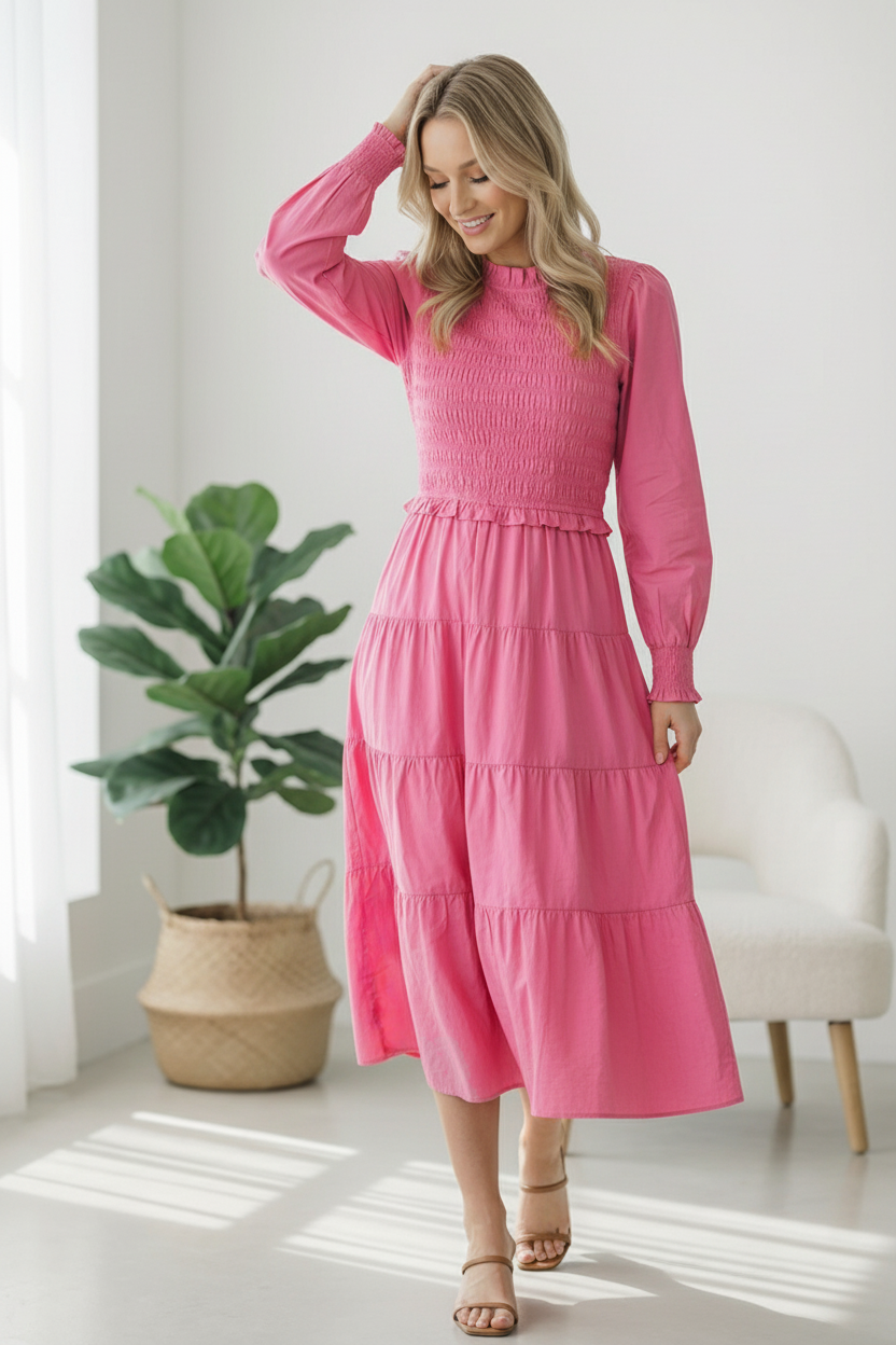 On a Sugar Rush Smocked Midi Dress    Joy & Country