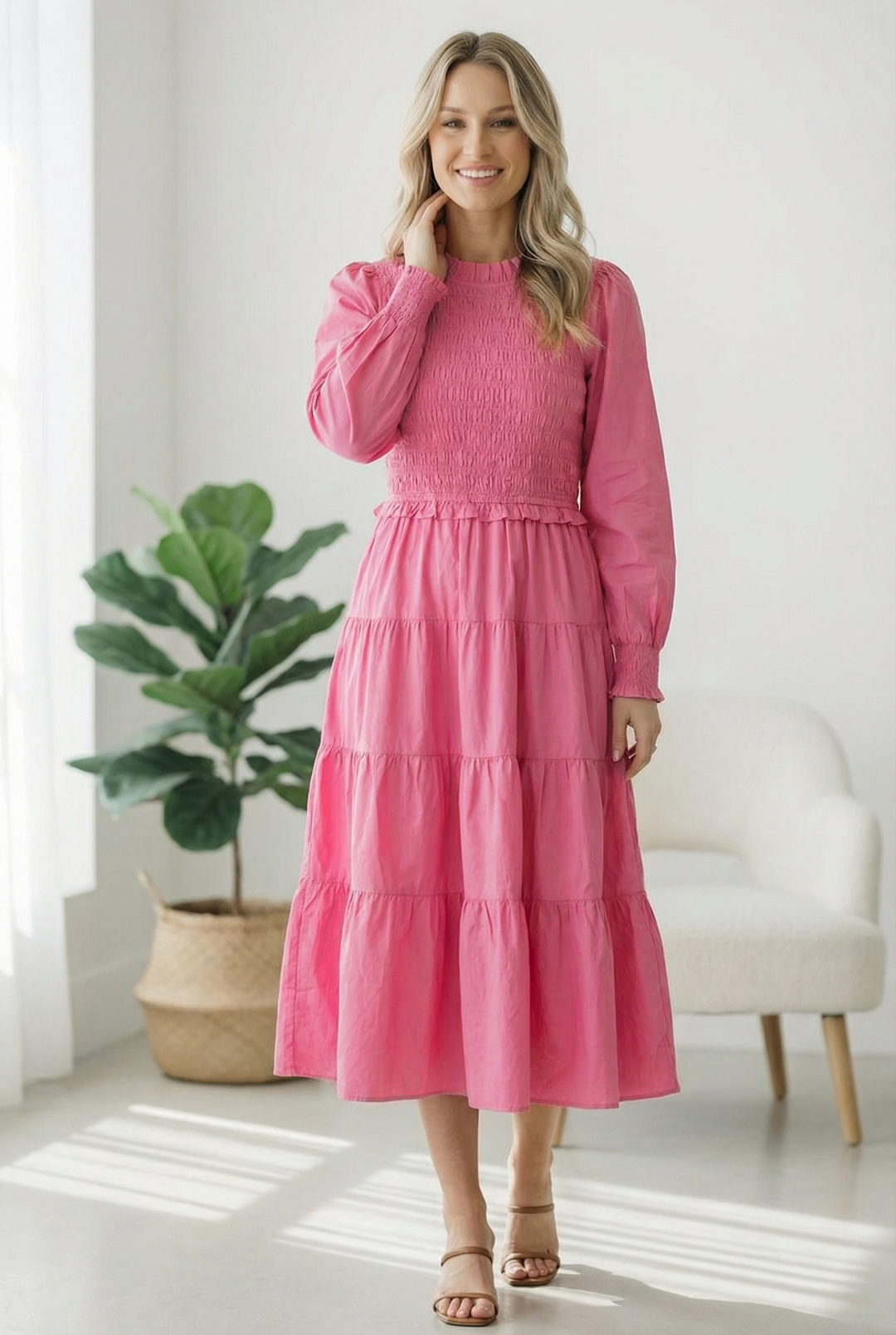 On a Sugar Rush Smocked Midi Dress    Joy & Country