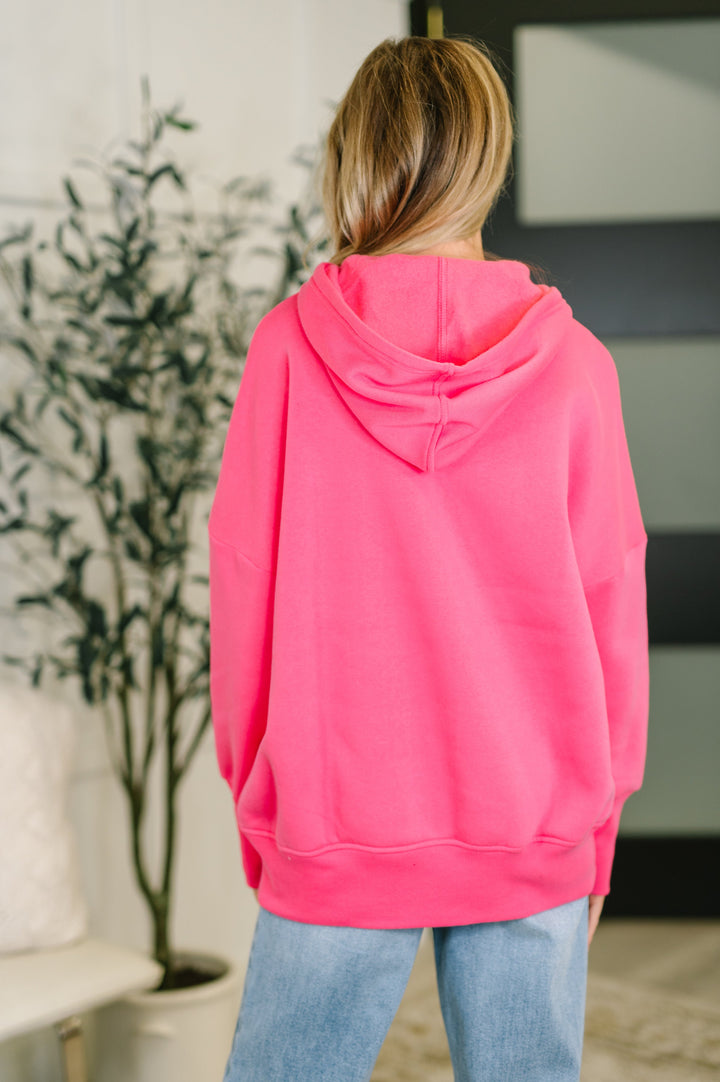 Cozy Fleece Hooded Pullover - Fuchsia