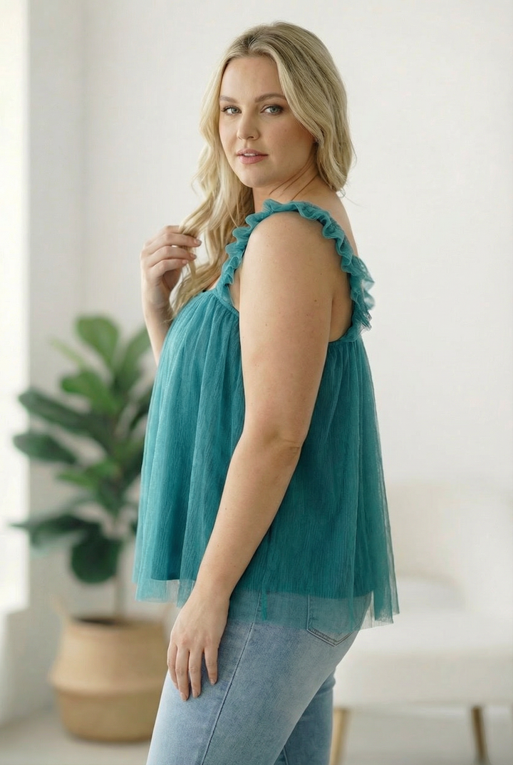 AquaWhisper Tulle Tank Top