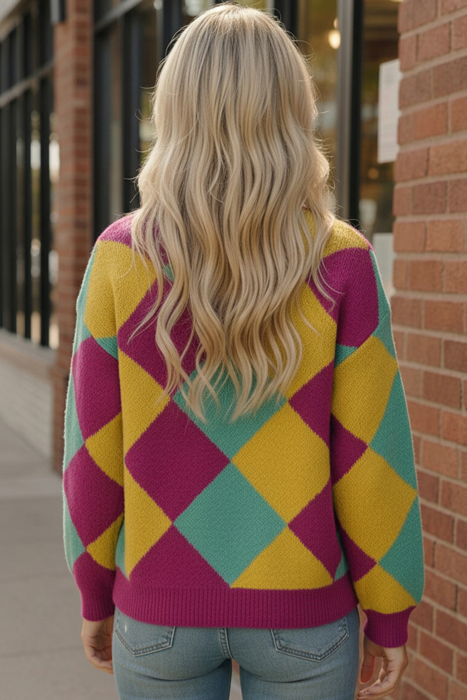 Color Crush Mardi Gras Argyle Knit    Joy & Country