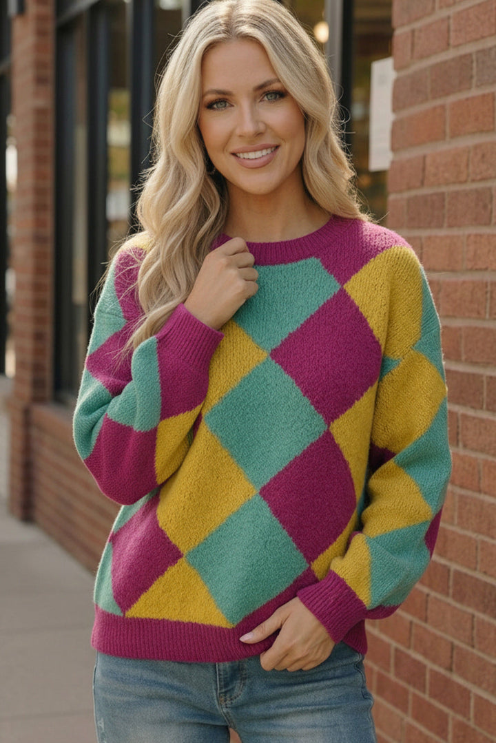 Color Crush Mardi Gras Argyle Knit    Joy & Country