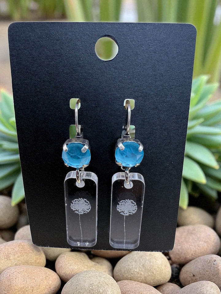 [PRE-ORDER] Crystal Acrylic Floral-Engraved Lever-Back Earrings [SHIPS IN 1-2 WEEKS]