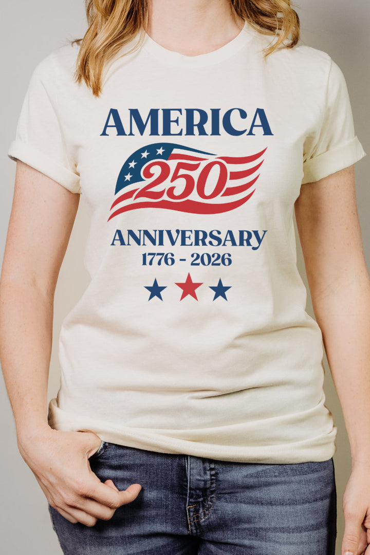 America 250th Anniversary Flag 1776-2026 With Stars - Unisex Crew-Neck Tee   T-Shirt Joy & Country